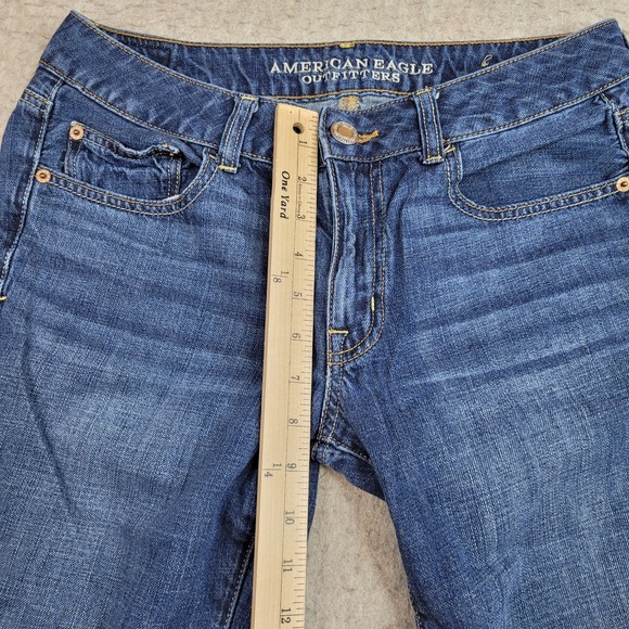 American Eagle Outfitters Boy Jean Womens 6 Short Blue‎ Medium Wash Stretch - Picture 8 of 11